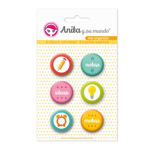 [GRA37010234] PACK6 CHAPAS ADHES. ME ORGANIZO 25MM