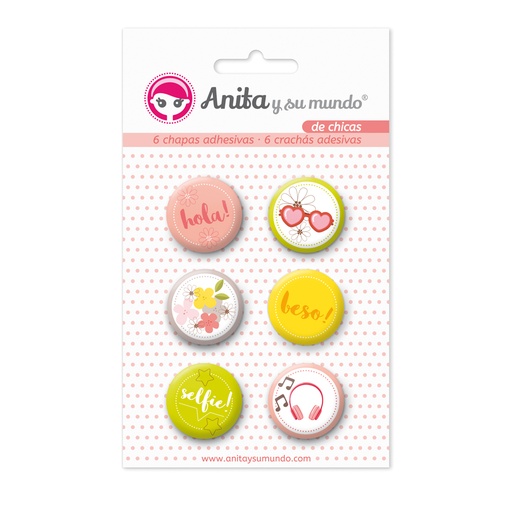[GRA37010235] PACK6 CHAPAS ADHES. DE CHICAS