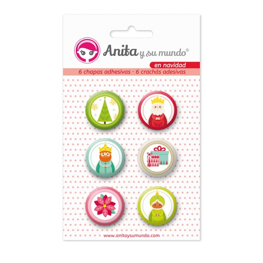 [GRA37010239] PACK6 CHAPAS ADHES. EN NAVIDAD