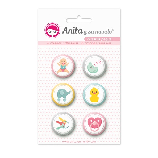 [GRA37010244] PACK6 CHAPAS ADHES. NUESTRA PEQUE 19