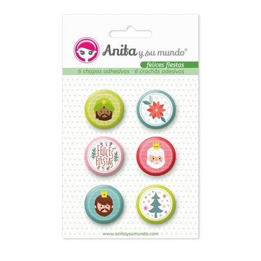[GRA37010248] PACK 6 CHAPAS ADHES.FELICES FIESTAS