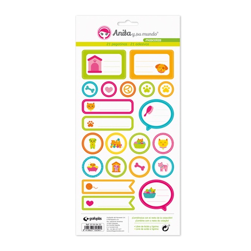[GRA37010522] PACK 5 LAMINAS PEGAT.COLECCION MASCOTAS