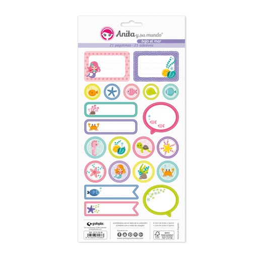 [GRA37010536] PACK5 LAMINAS PEGATINAS BAJO EL MAR