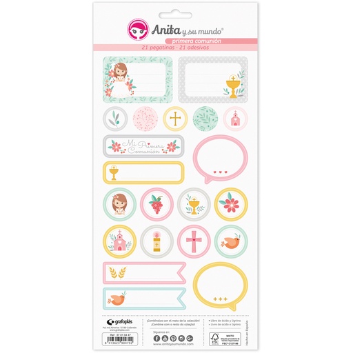 [GRA37010547] PACK5 LAMINAS PEGATINAS COMUN.20 ELLA