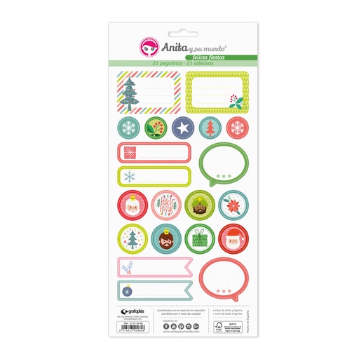 [GRA37010548] PACK5 LAMINAS PEGATINAS FELICES FIESTAS