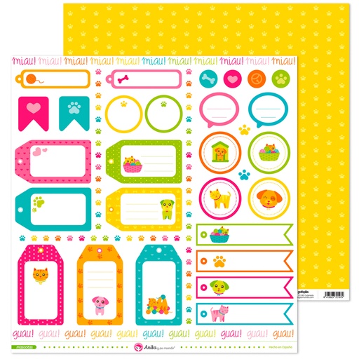 [GRA37011322] PACK5 PAPEL SCRAP ETIQUETAS MASCOTAS