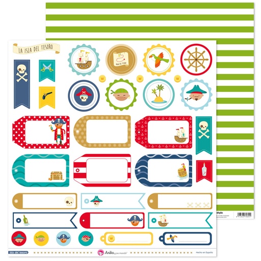 [GRA37011340] PACK5 PAPEL SCRAP ETIQ. ISLA DEL TESORO
