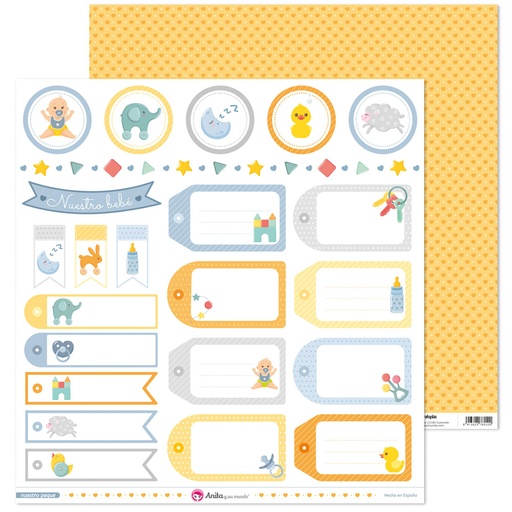 [GRA37011345] PACK5 PAPEL SCRAP ETIQUETAS NUESTRO PEQU