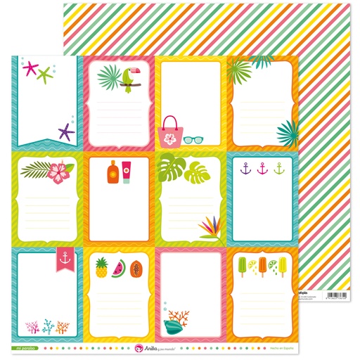 [GRA37011530] PACK5 PAPEL SCRAP TARJETAS MI PARAISO