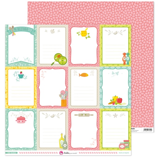 [GRA37011538] PACK5 PAPEL SCRAP TARJETAS MIS RECETAS