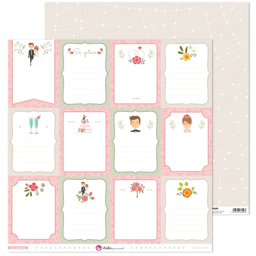 [GRA37011543] PACK5 PAPEL SCRAP TARJETAS NOS CASAMOS