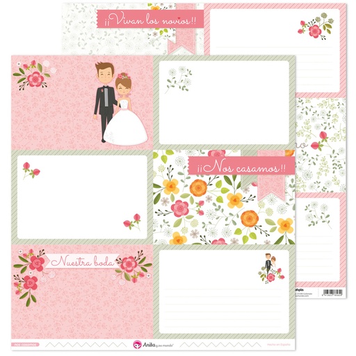[GRA37011743] PACK5 PAPEL TARJETAS GRANDES NOS CASAMOS