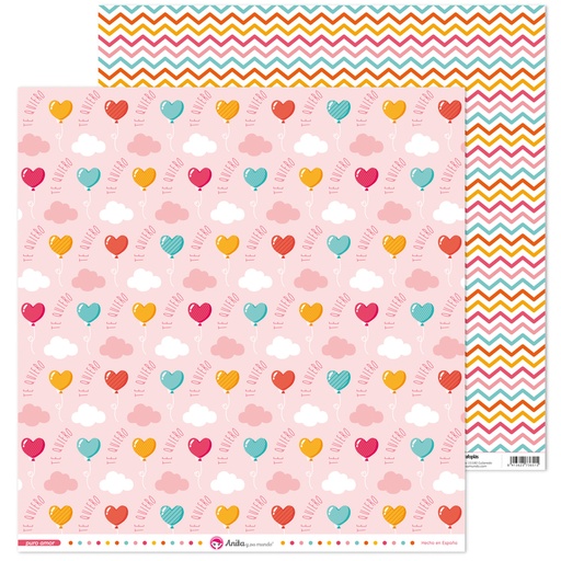[GRA37018620] PACK5 PAPEL SCRAP 12x12GLOBOS PURO AMOR
