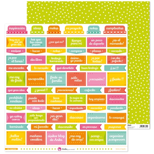[GRA37018630] PACK5 PAPEL SCRAP 12X12FRASES ME ORGANIZ