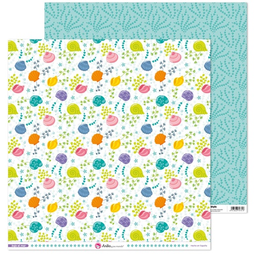 [GRA37018644] PACK5 PAP. SCRAP12X12 CONCH.BAJO EL MAR