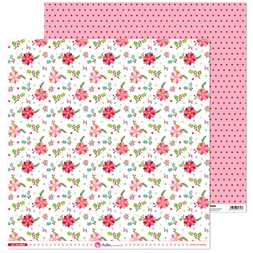 [GRA37018670] PACK5 PAP. SCRAP12X12 FLORES EN NAVIDAD