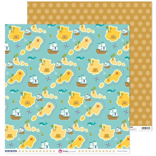 [GRA37018677] PACK5 PAP. SCRAP12X12 ISLAS ISLA TESOR