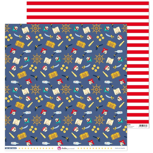 [GRA37018679] PACK5 PAP. SCRAP12X12 TESORO ISLA TESOR