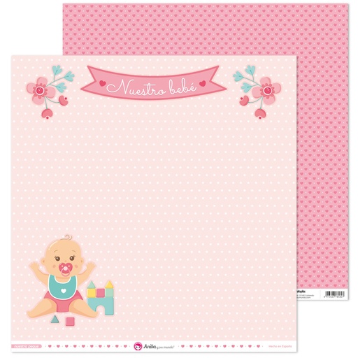 [GRA37018808] PACK5 PAP.SCRAP12X12 LO.BEBE NUESTRA PEQ