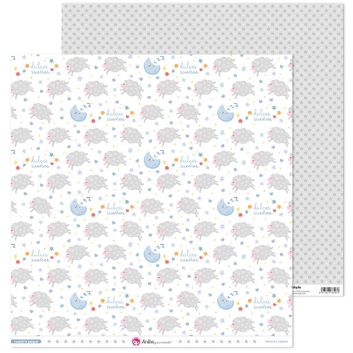 [GRA37018819] PACK5 PAP.SCRAP12X12 OVEJA NUESTRO PEQUE