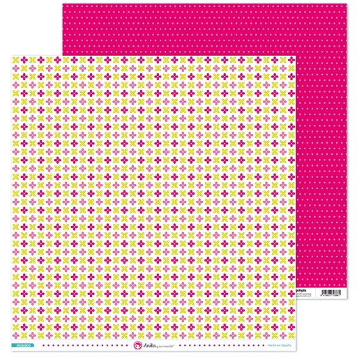 [GRA37019703] PACK5 PAPEL SCRAP 12x12FLOR ROSA MOSAICO