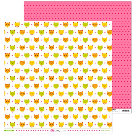 [GRA37019725] PACK5 PAPEL SCRAP 12x12CARA GATO MASCOTA