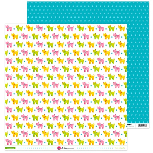 [GRA37019726] PACK5 PAPEL SCRAP 12x12 GATOS MASCOTAS