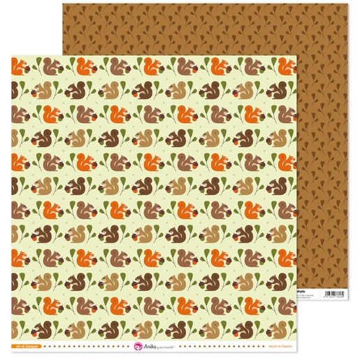 [GRA37019774] PACK5 PAPEL SCRAP 12x12 ARDILLAS BOSQUE