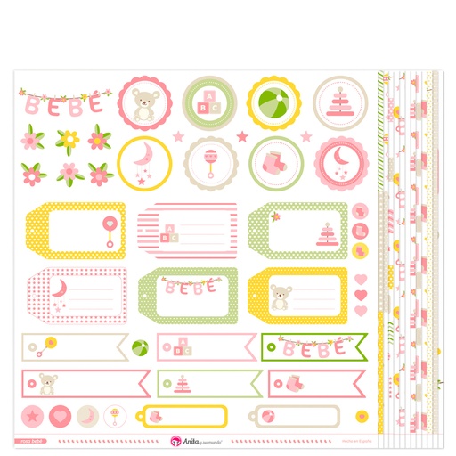[GRA37019832] PACK13 PAPELES SCRAP ROSA BEBE 17