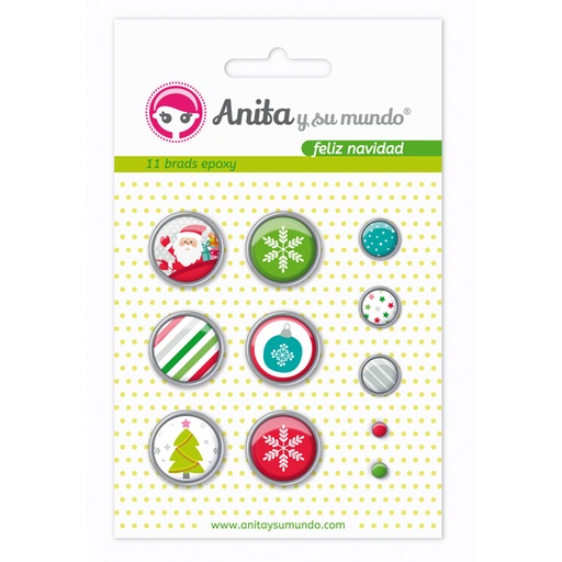 [GRA37050126] PACK11 BRADS EPOXY FELIZ NAVIDAD