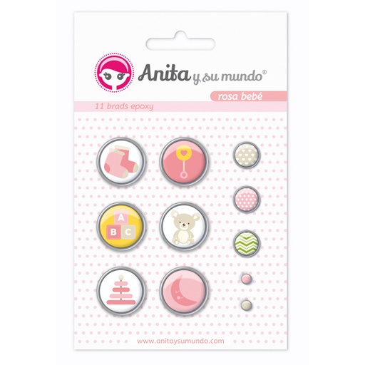 [GRA37050132] PACK11 BRADS EPOXY ROSA BEBE