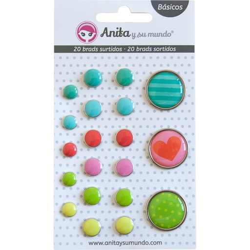 [GRA37058598] PACK20 BRADS SURT. 8/10/22MM COL.PASTEL